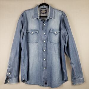 Rough Stock Men's L Denim Shirt Panhandle Slim Western‎ Workwear Barn Chore Coat